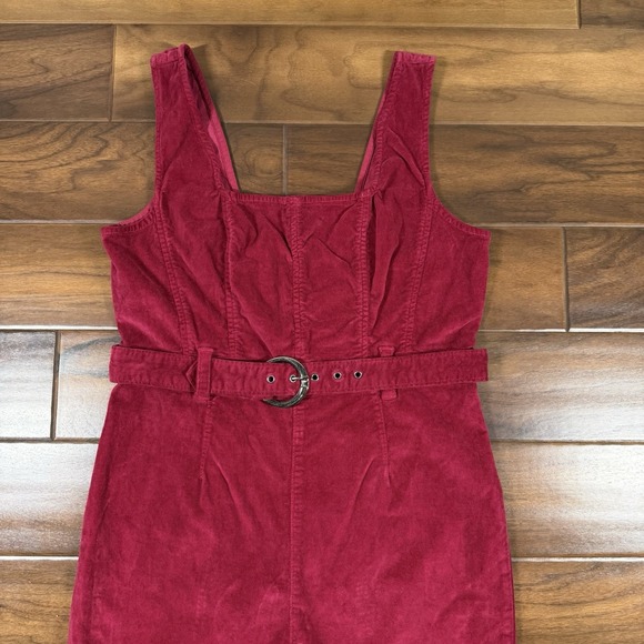Free People Women's Size 12 Holly Berry Velvet Party Starter Belted Jumpsuit - Picture 3 of 12
